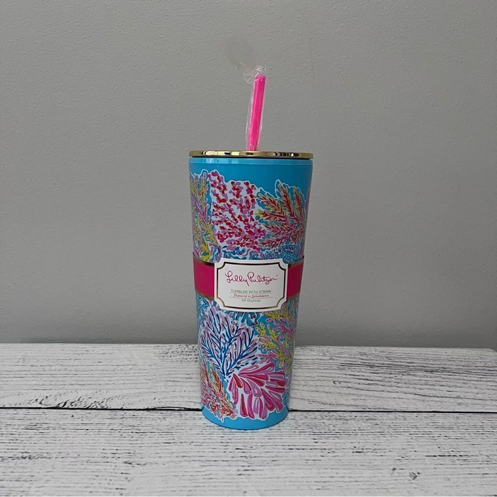 Lilly Pulitzer 24oz Splashdance Tumbler With Straw  NWT!